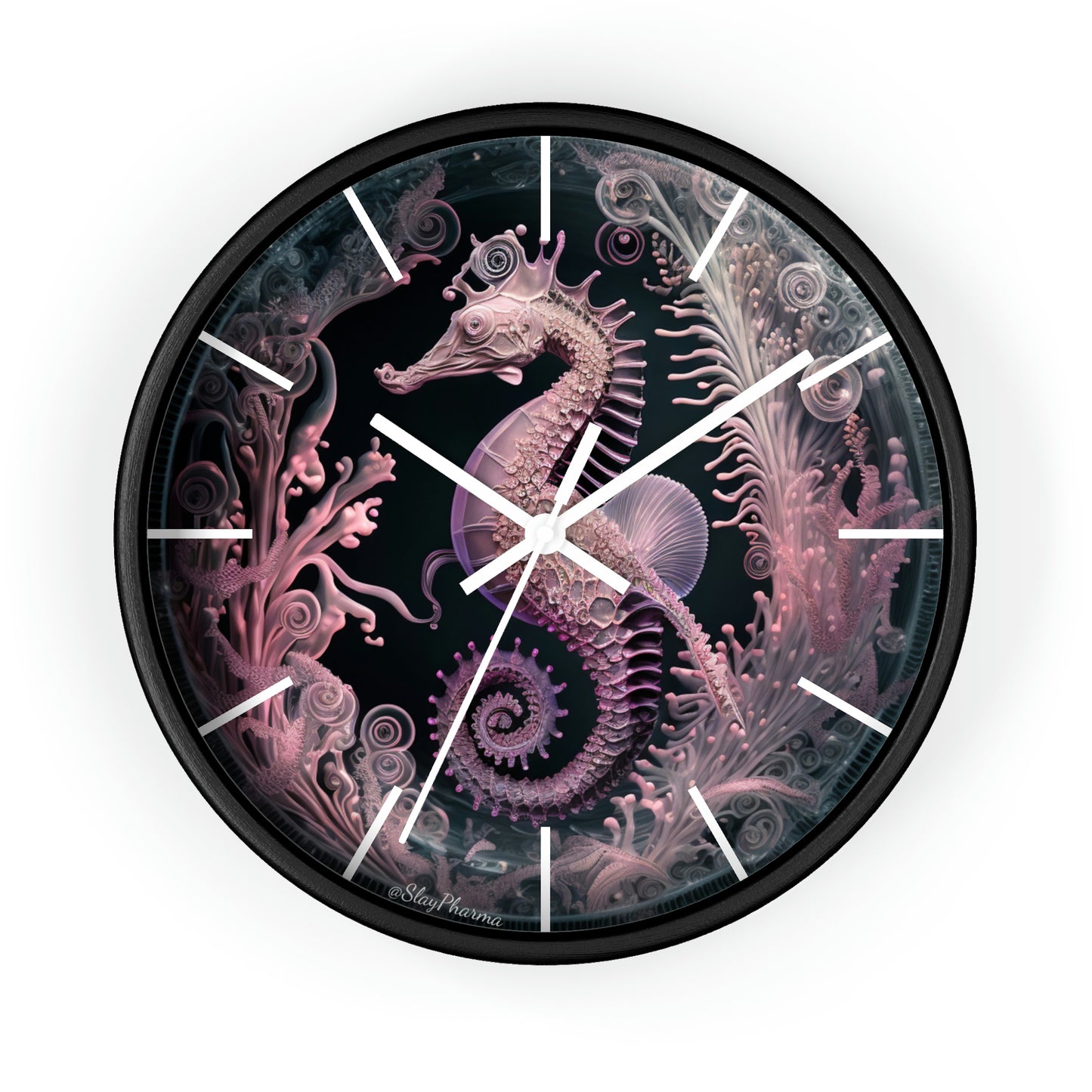 3D Seahorse Wall Clock w/ lines