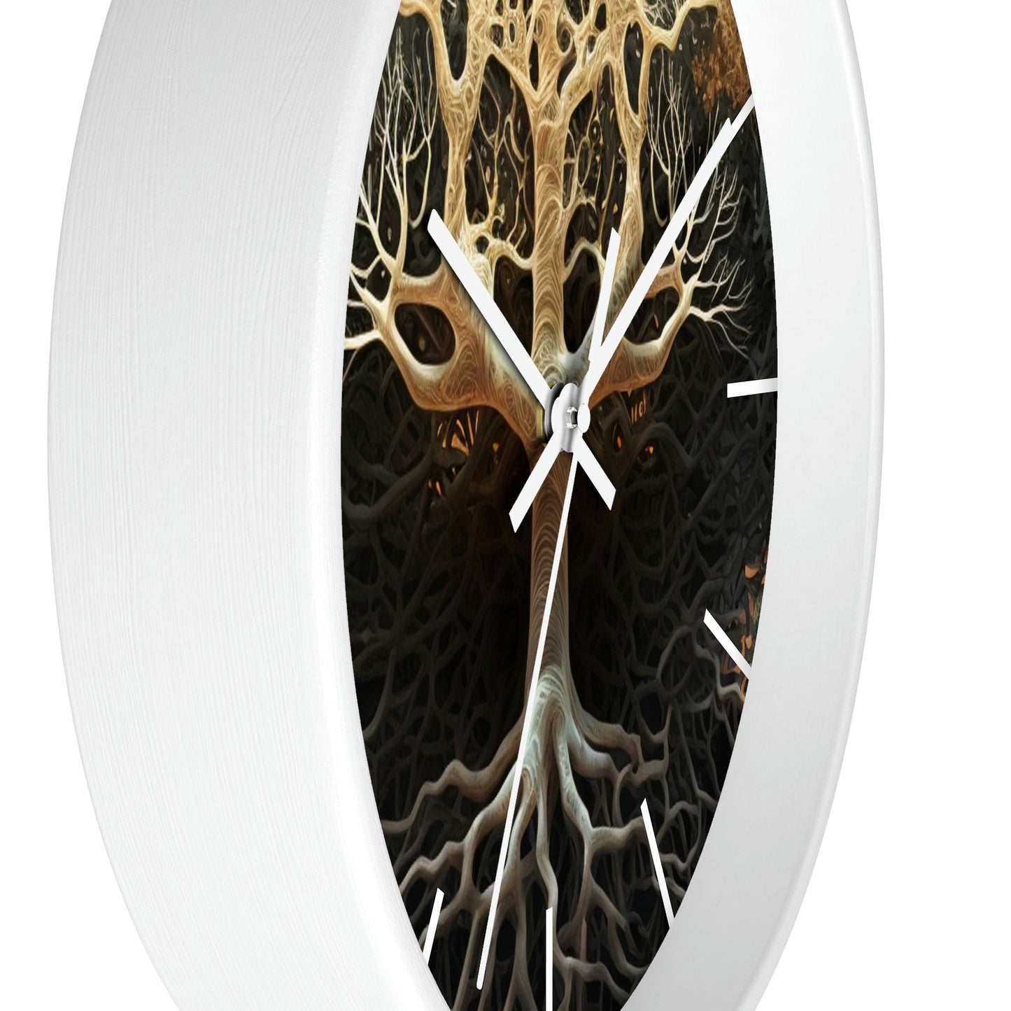 Mycelium Tree Roots Wall Clock w/ lines