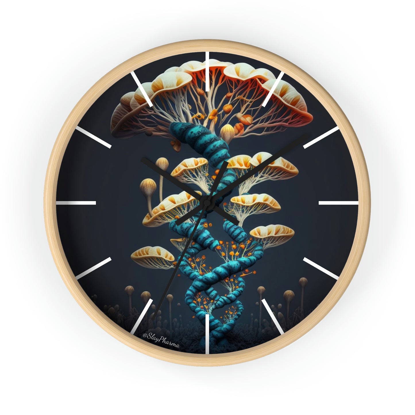 Infinite Mushroom DNA Wall Clock w/ lines