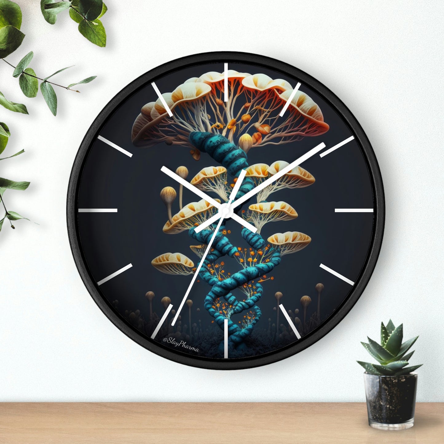 Infinite Mushroom DNA Wall Clock w/ lines