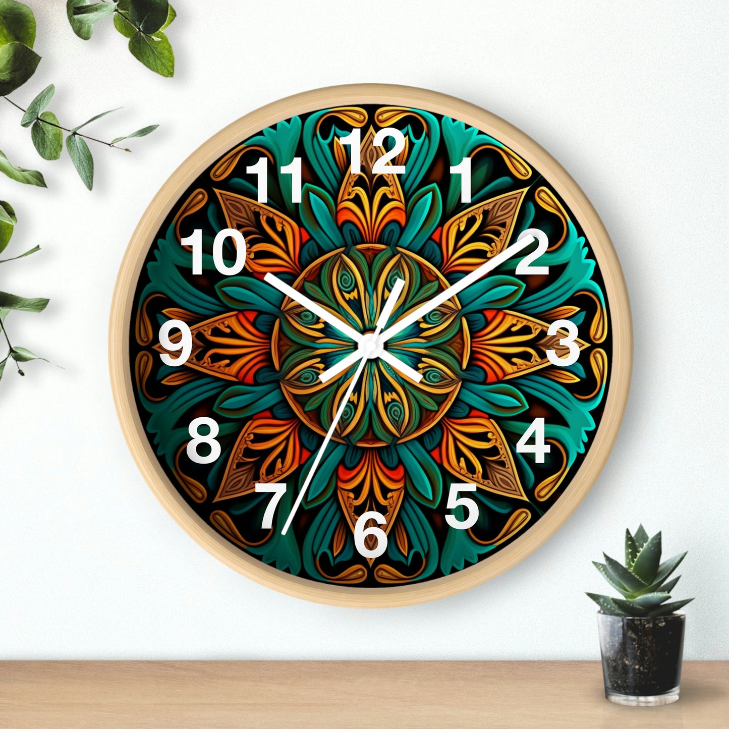 Mandala Wall Clock w/ numbers