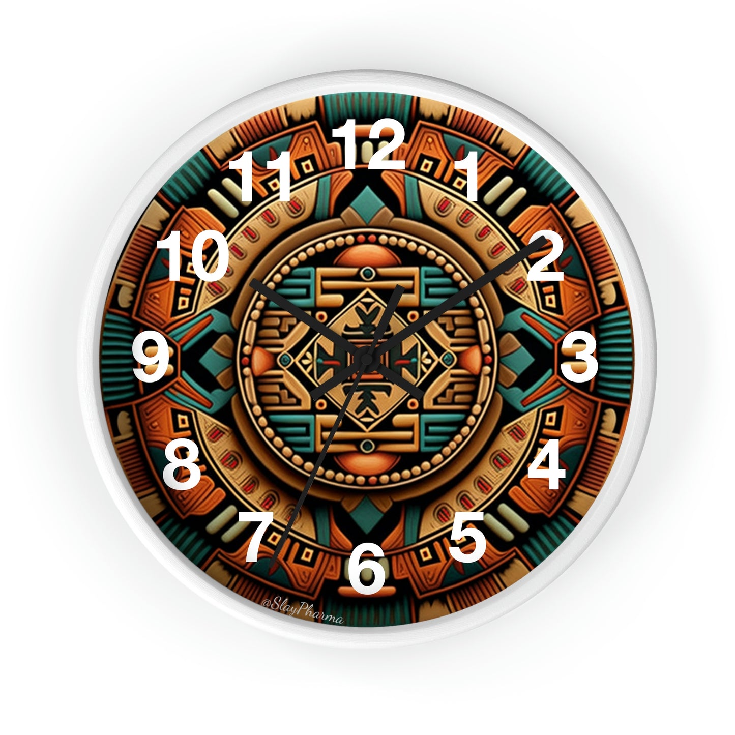 Native American pattern Wall Clock #2 w/ numbers