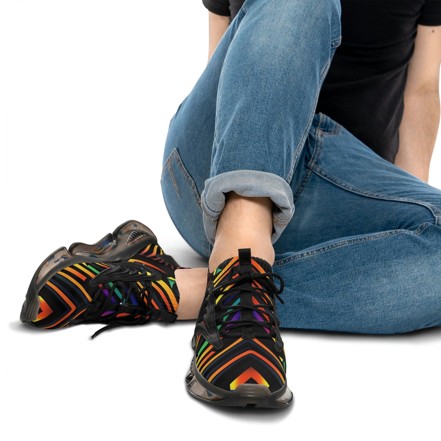 Geometric rainbow pattern Sneakers Mens Mesh Shoes