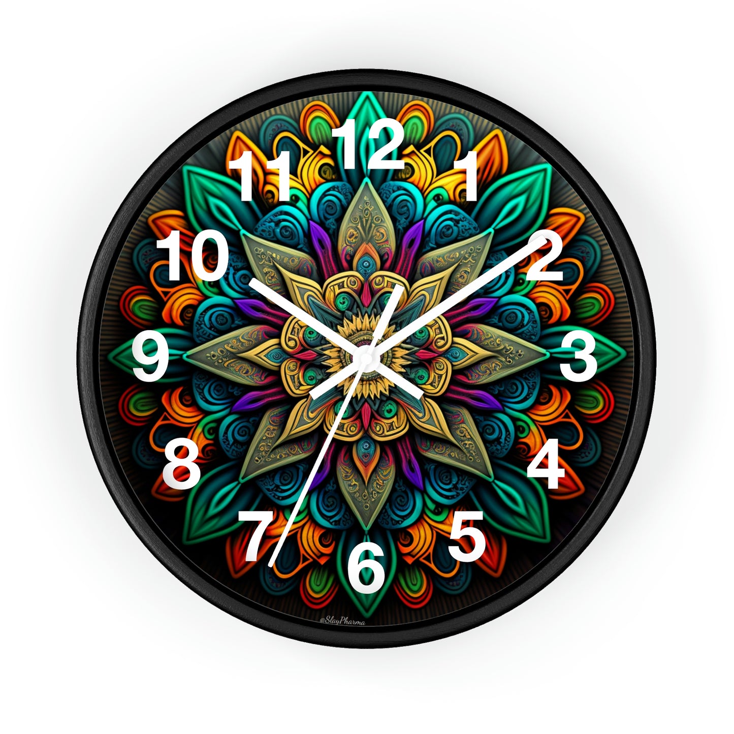 Mandala pattern Wall Clock #2 w/ numbers