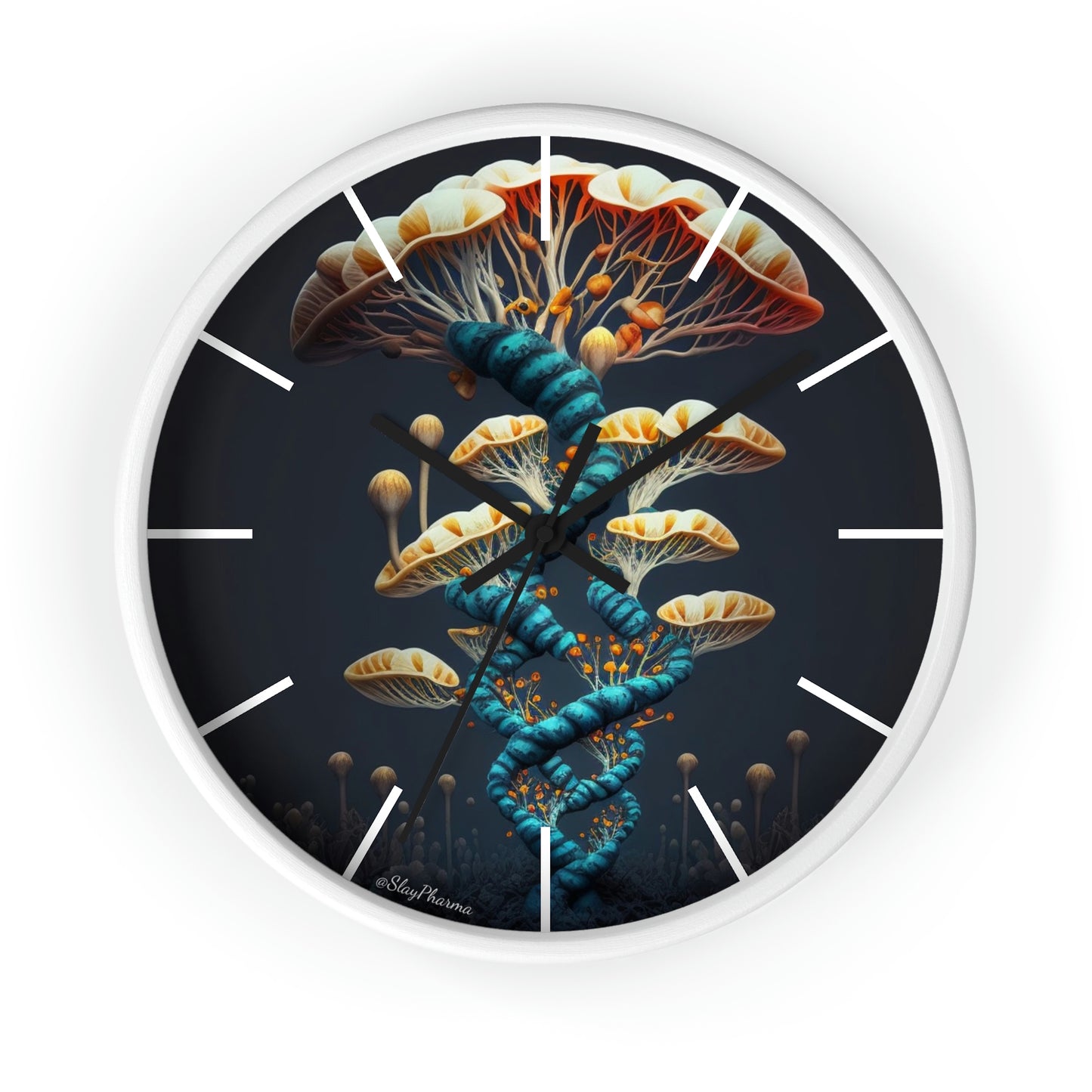 Infinite Mushroom DNA Wall Clock w/ lines