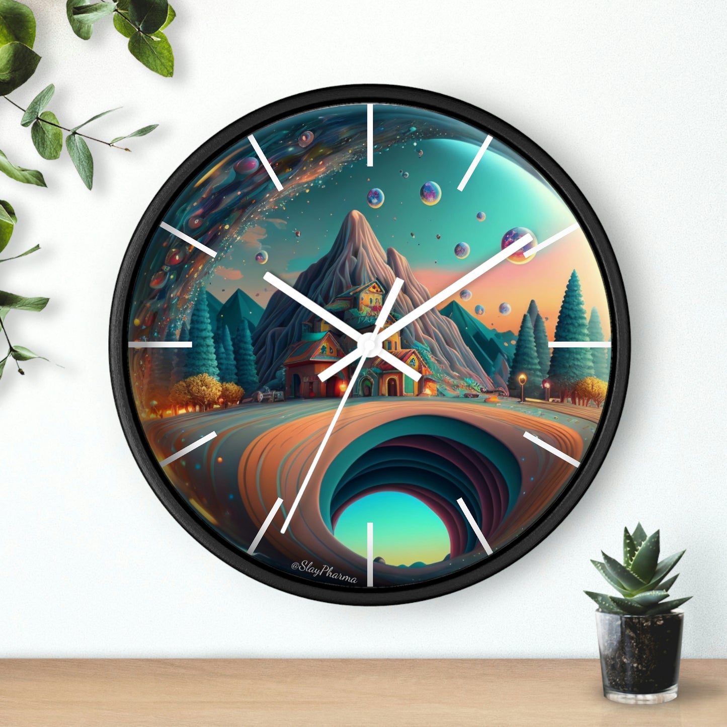 Other Worlds Wall Clock #3 w/ lines