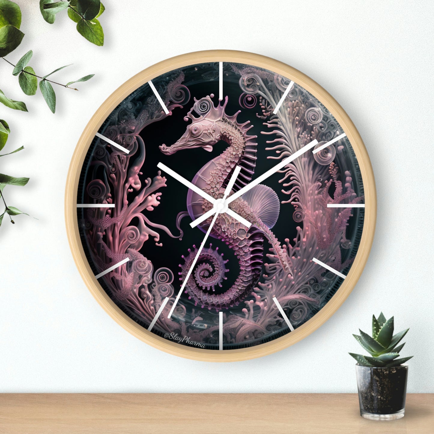 3D Seahorse Wall Clock w/ lines