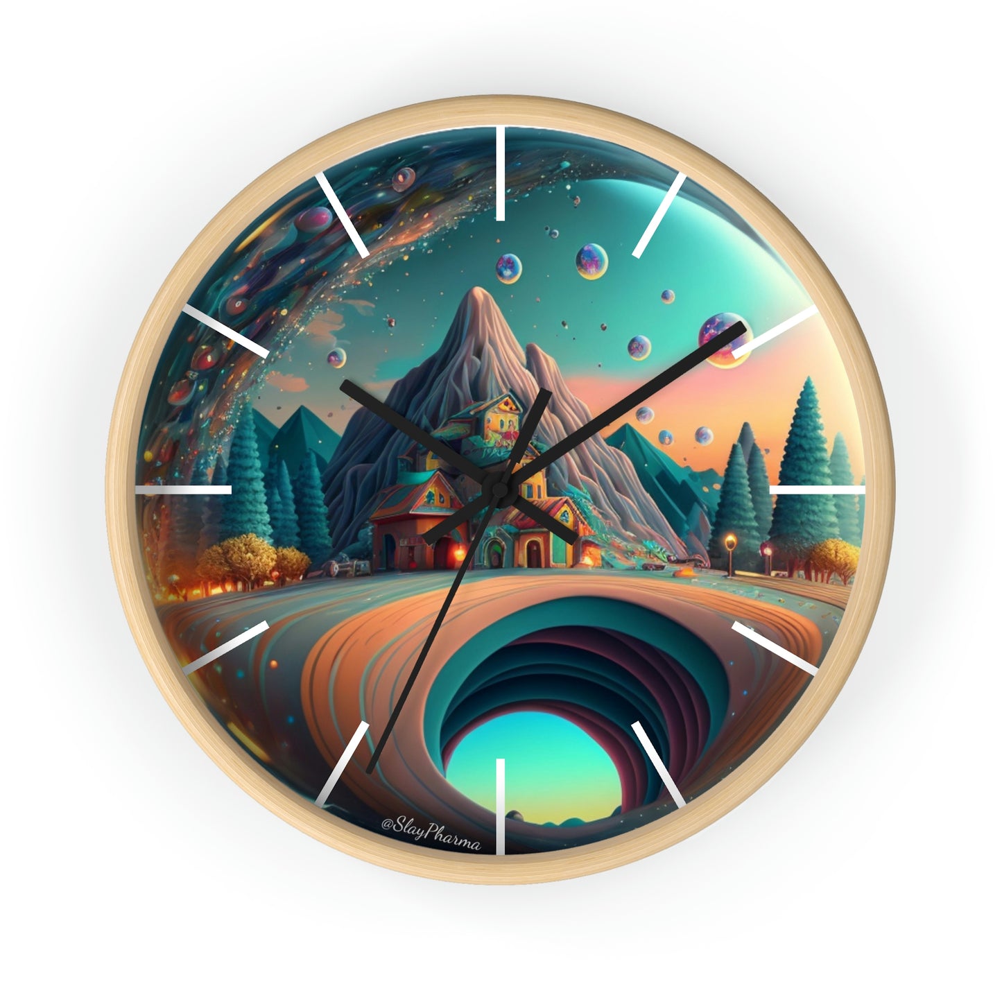 Other Worlds Wall Clock #3 w/ lines