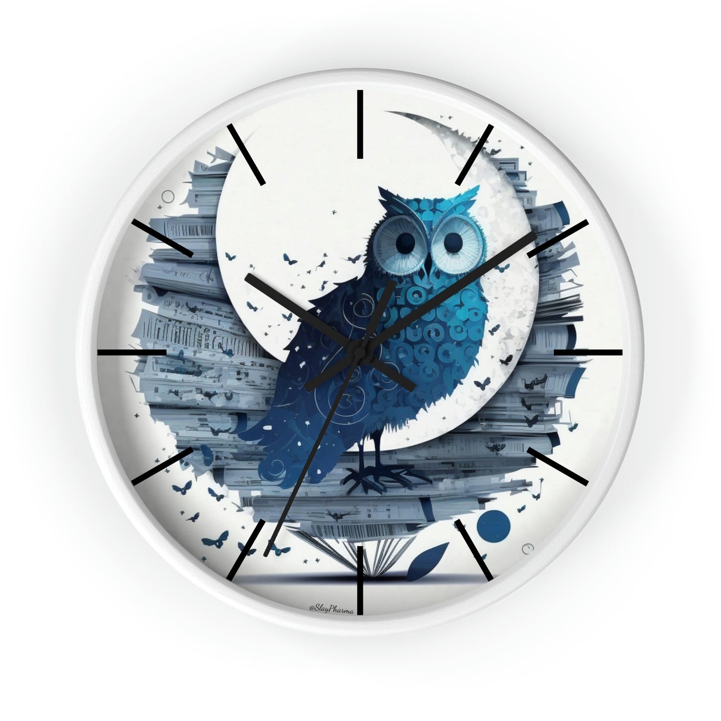 Wise Owl Wall Clock w/ lines