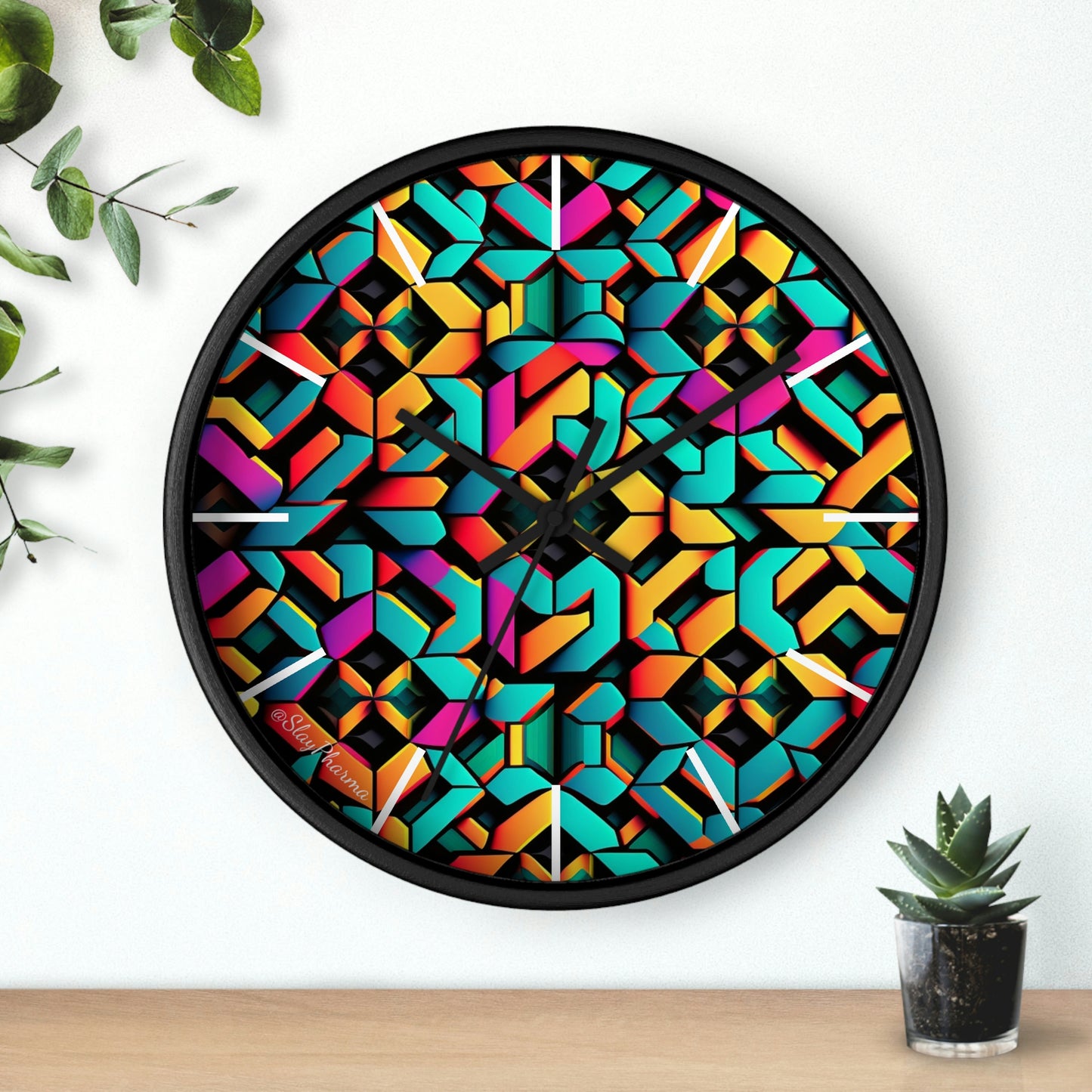 Geometric Wall Clock #2 w/ lines