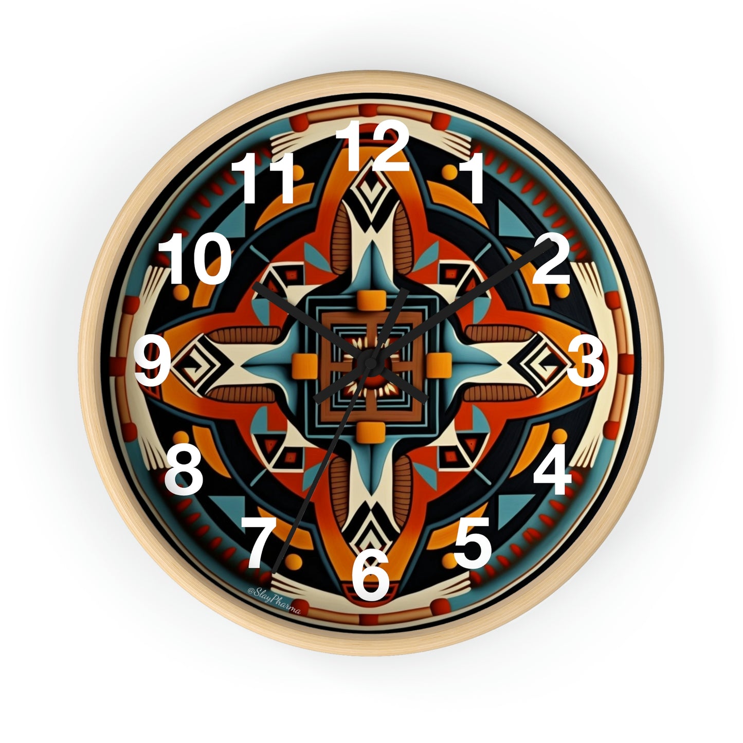 Native American pattern Wall Clock #5 w/ numbers