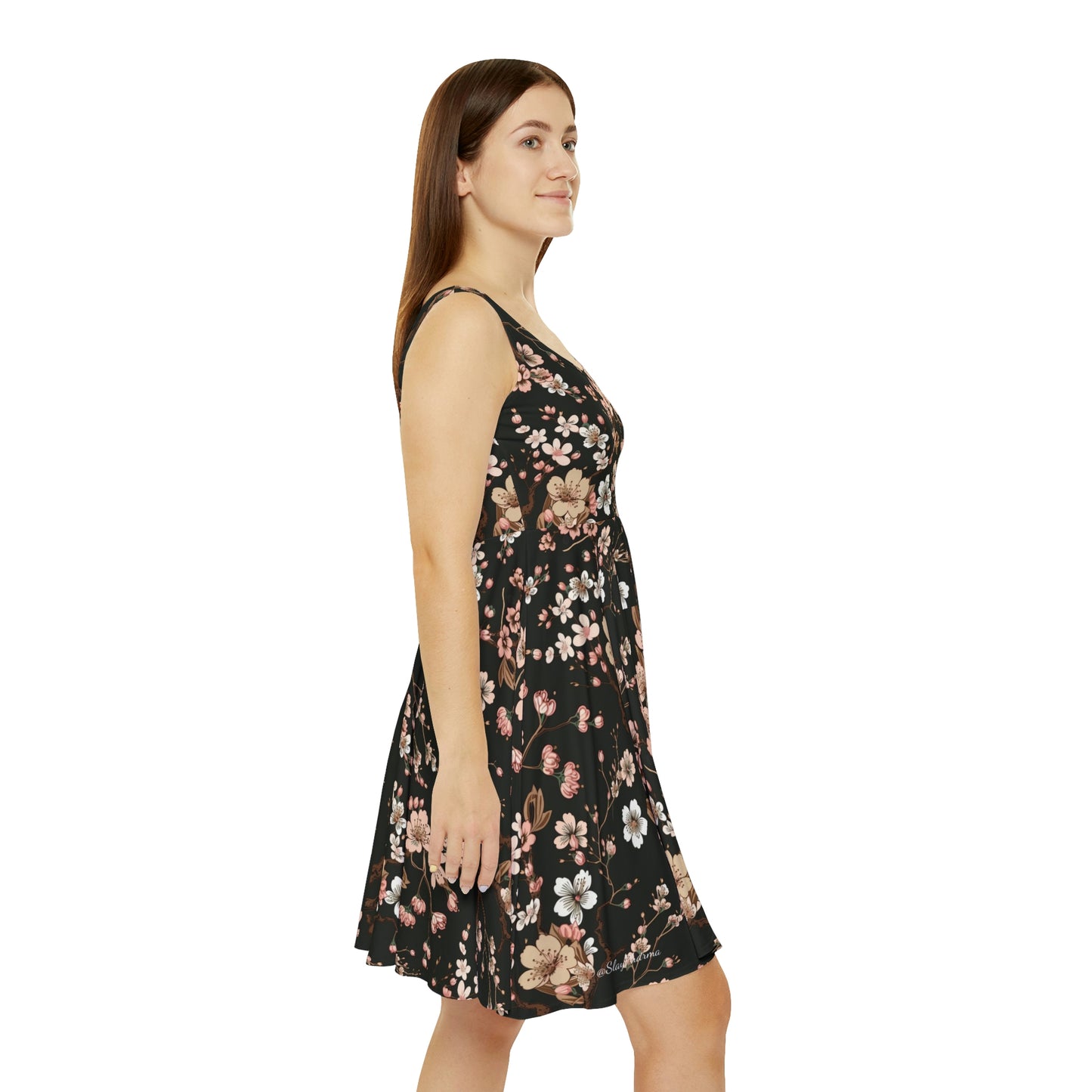 Cherry Blossom Floral Pattern Women's Skater Dress #25