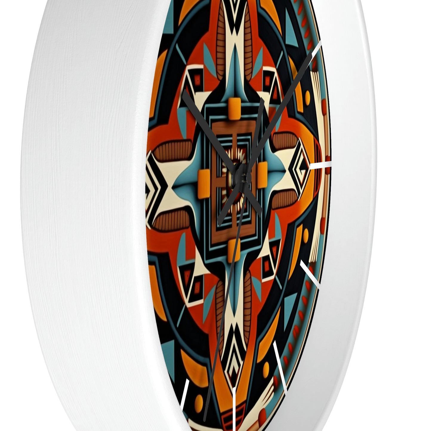 Native American pattern Wall Clock #5 w/ lines