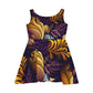 Purple and Gold Nature Pattern Women's Skater Dress