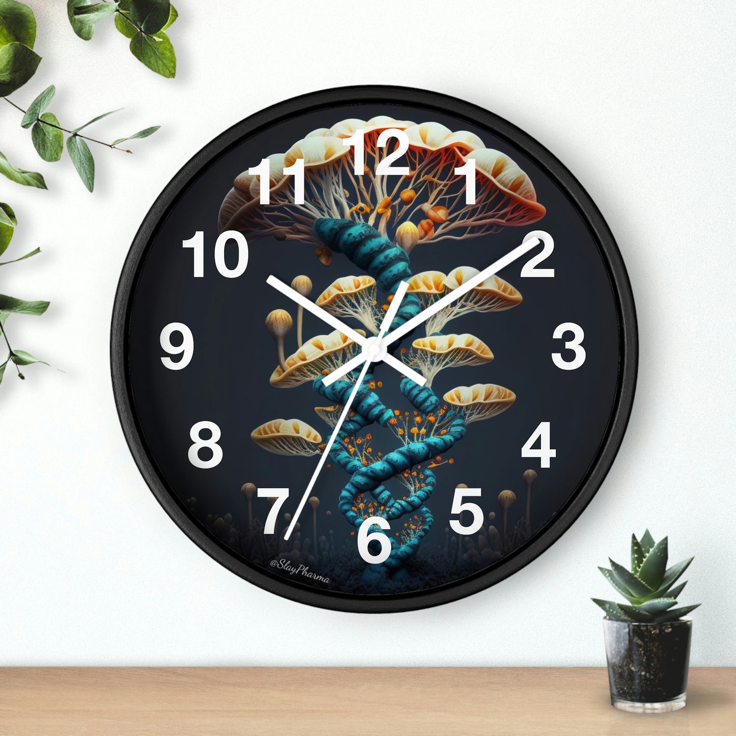 Infinite Mushroom DNA Wall Clock w/ numbers