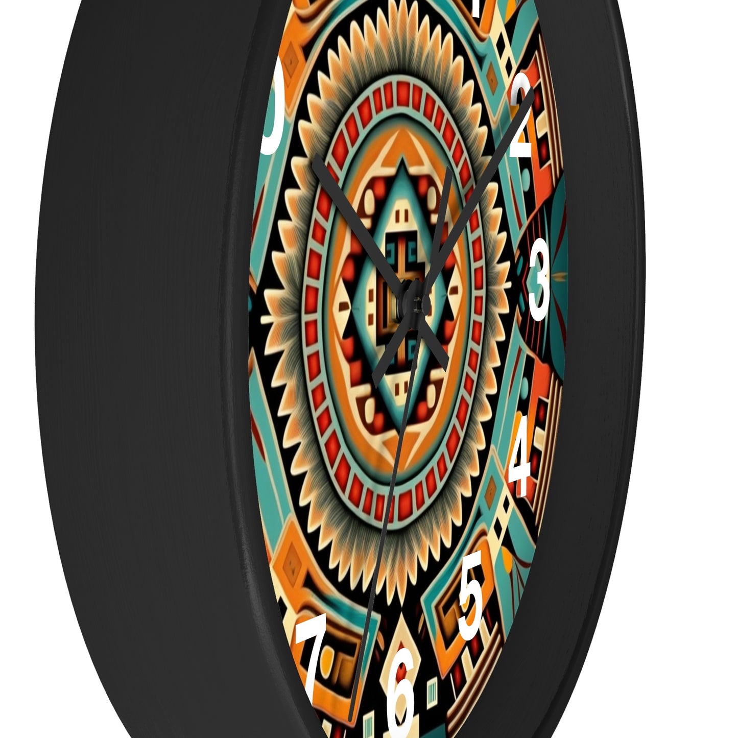 Native American pattern Wall Clock #4 w/ numbers