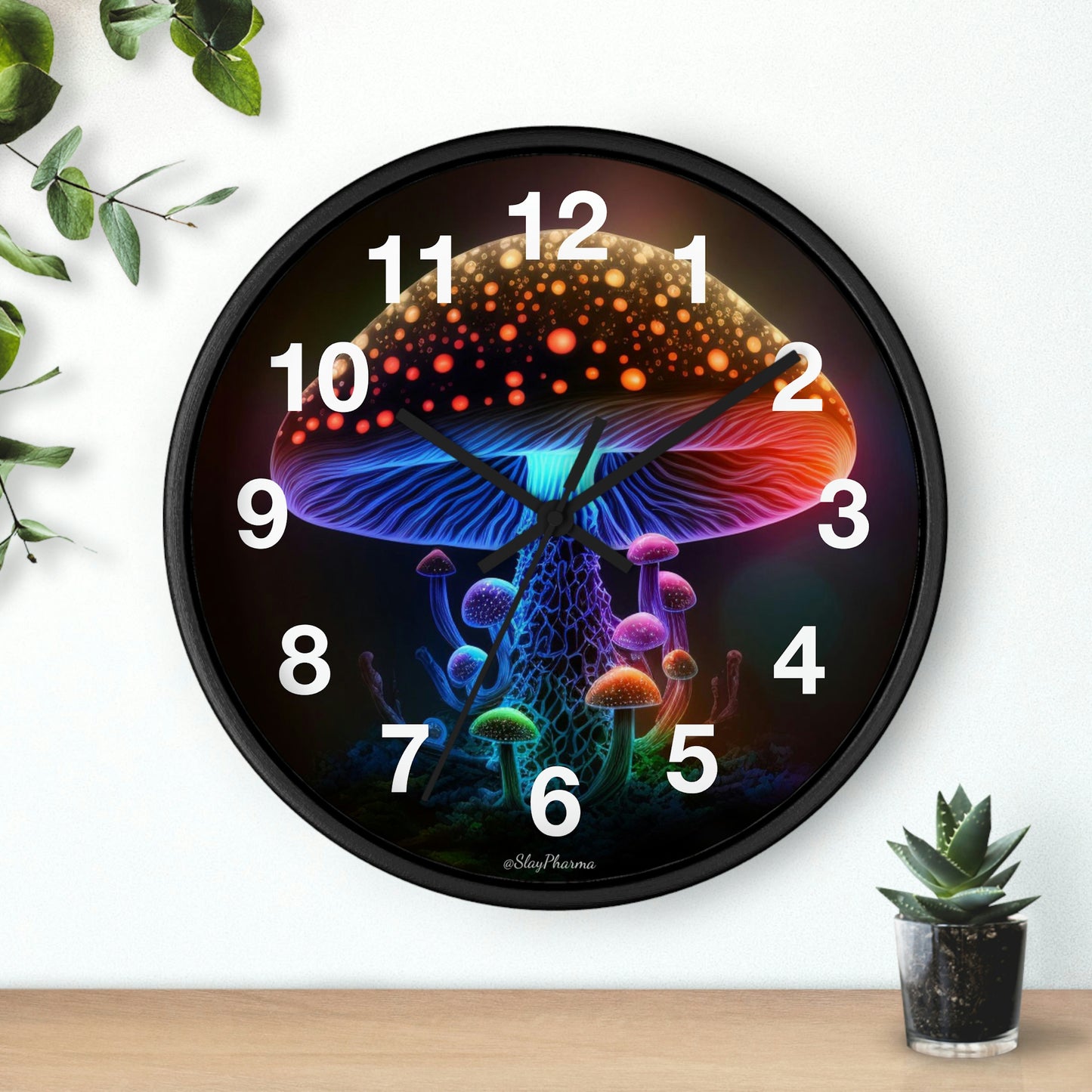 Glowing Mushroom Wall Clock w/ numbers