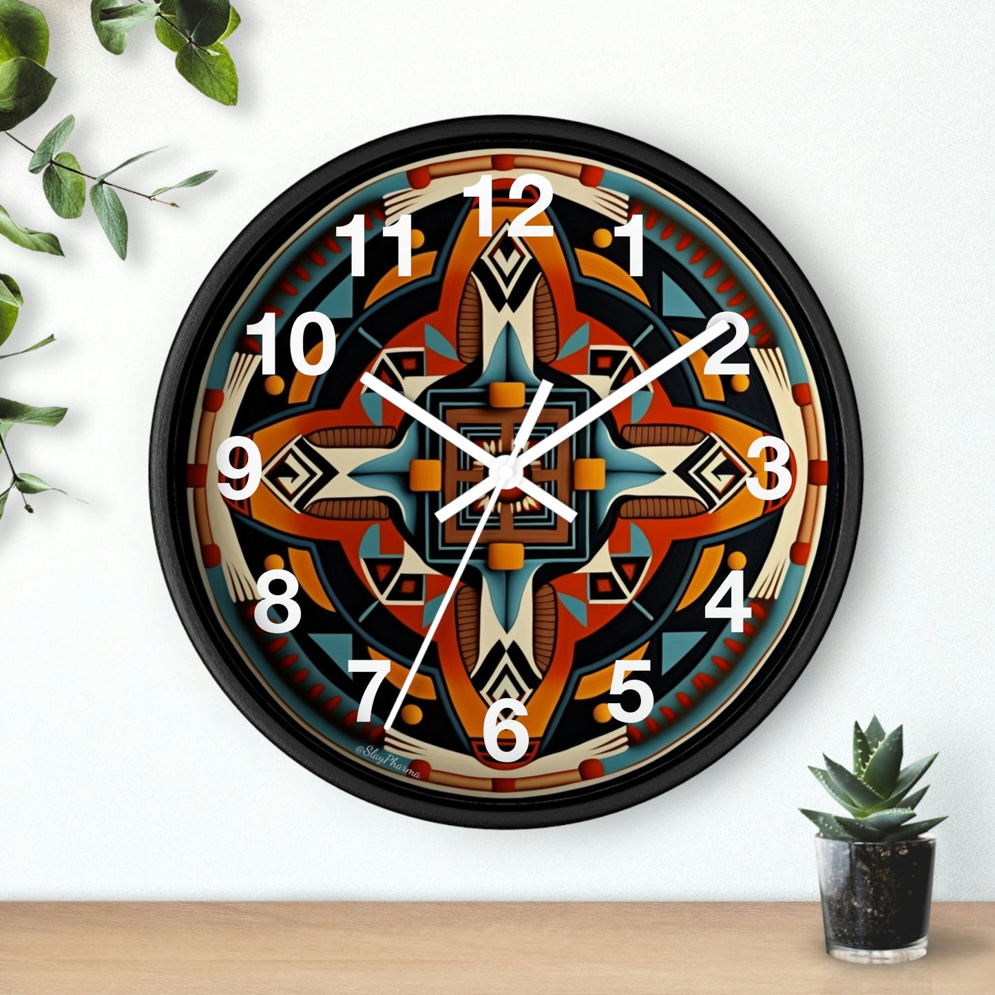 Native American pattern Wall Clock #5 w/ numbers