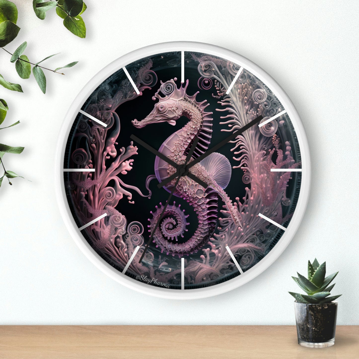 3D Seahorse Wall Clock w/ lines