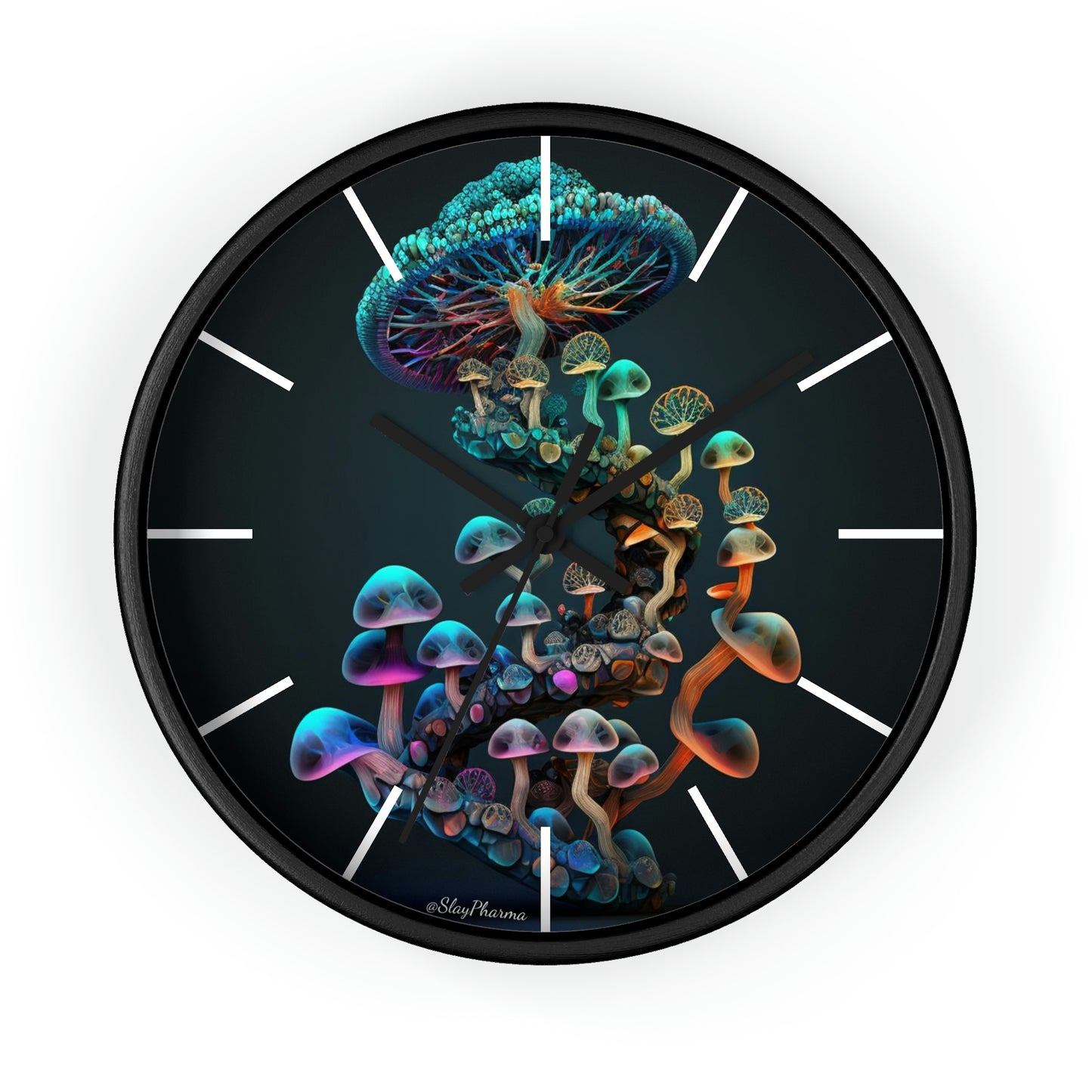 Infinite Mushroom DNA Wall Clock #3 w/ lines