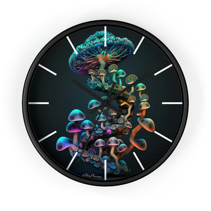 Infinite Mushroom DNA Wall Clock #3 w/ lines