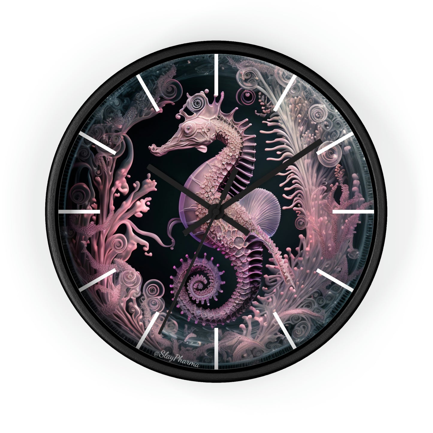 3D Seahorse Wall Clock w/ lines