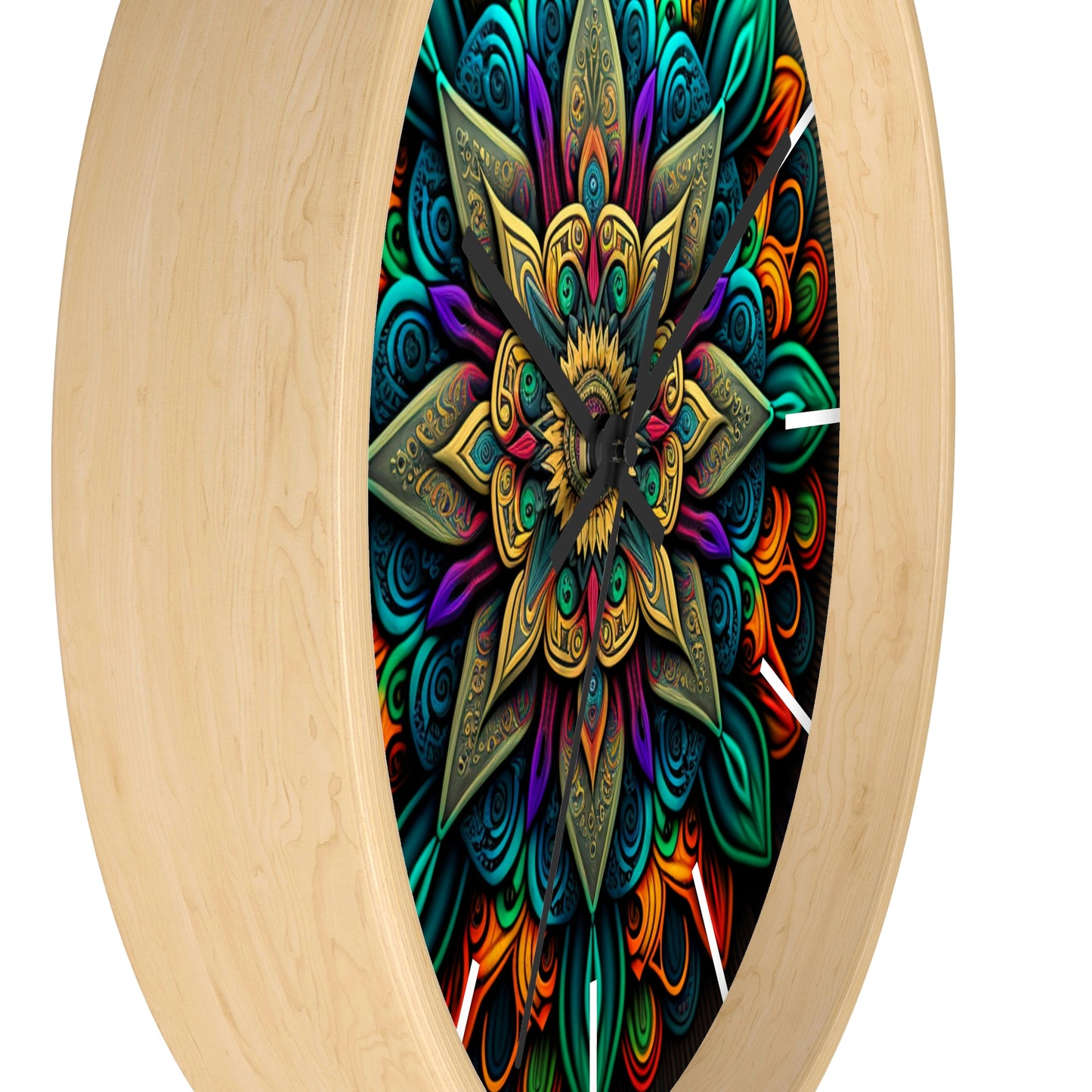 Mandala pattern Wall Clock #2 w/ lines