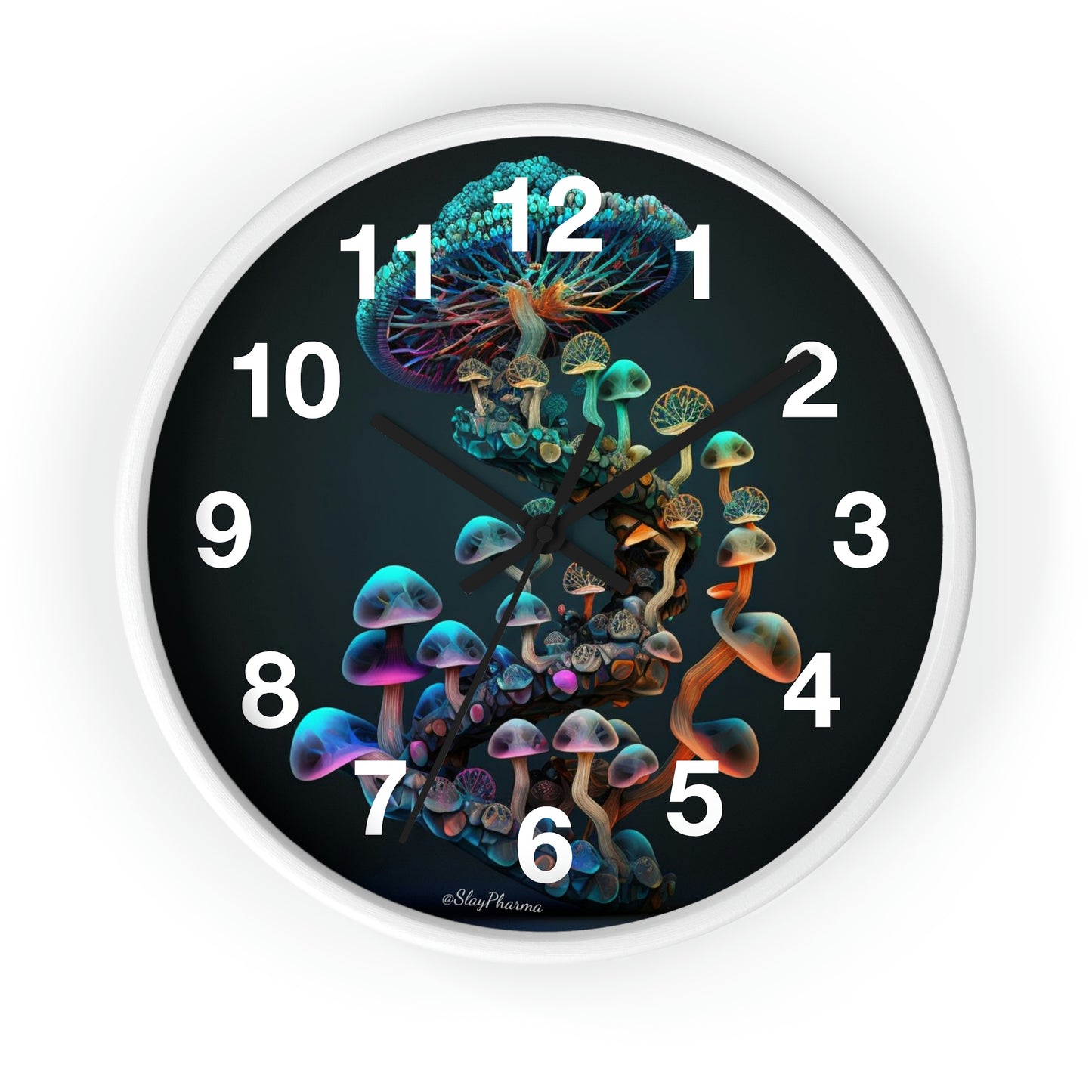 Infinite Mushroom DNA Wall Clock #3 w/ numbers