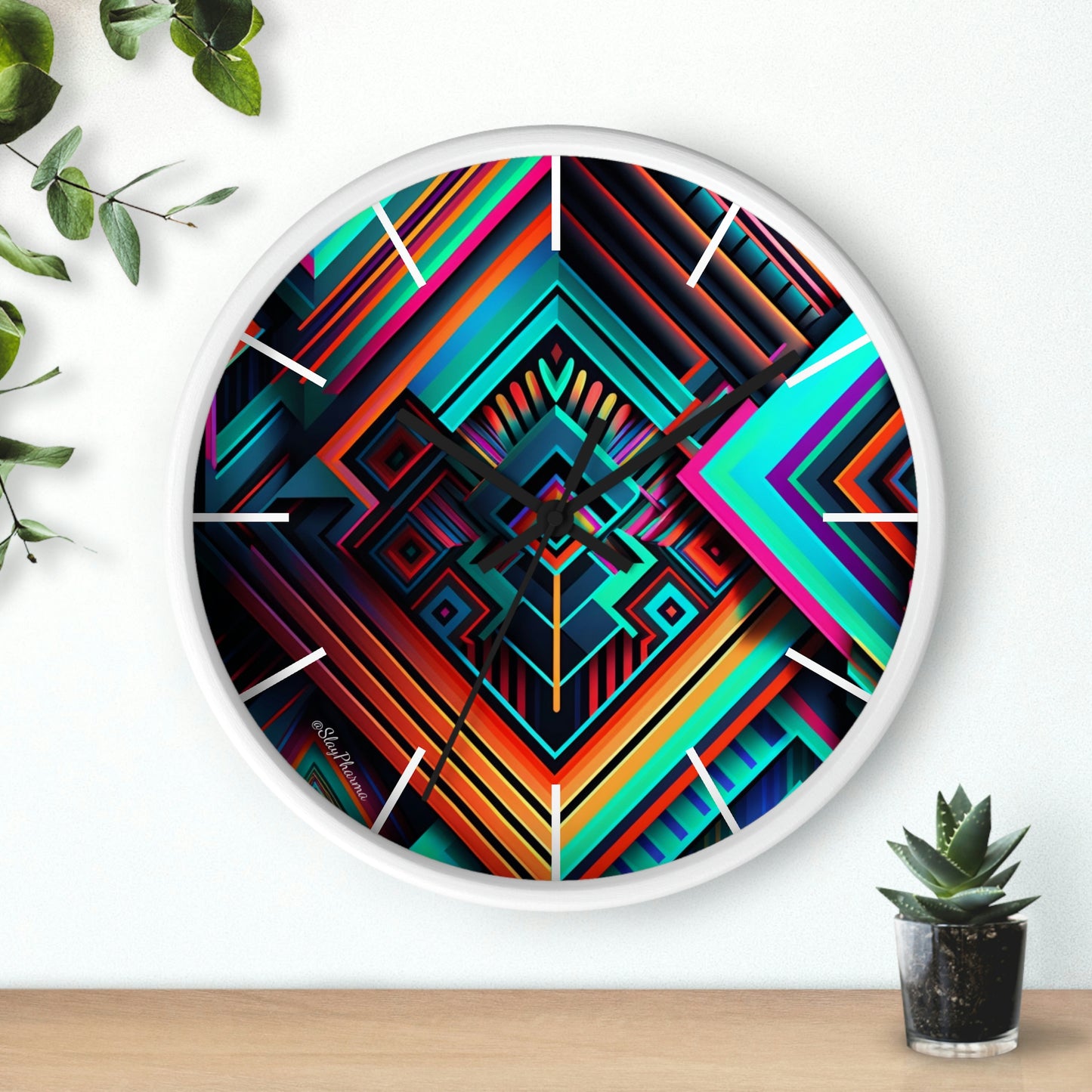 Geometric Wall Clock #1 w/ lines