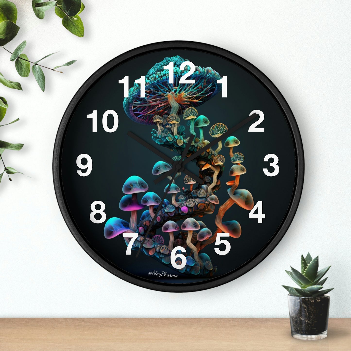 Infinite Mushroom DNA Wall Clock #3 w/ numbers