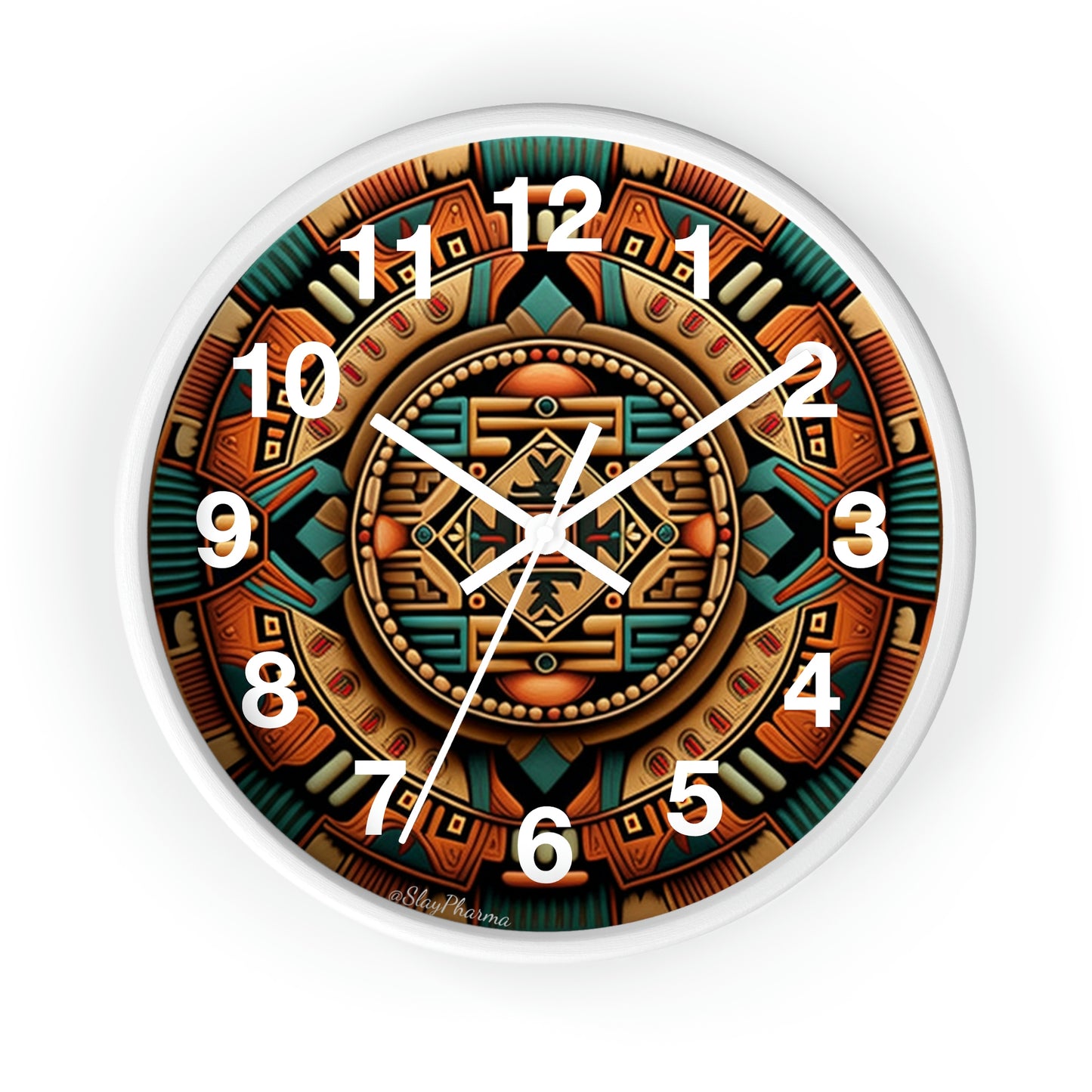 Native American pattern Wall Clock #2 w/ numbers