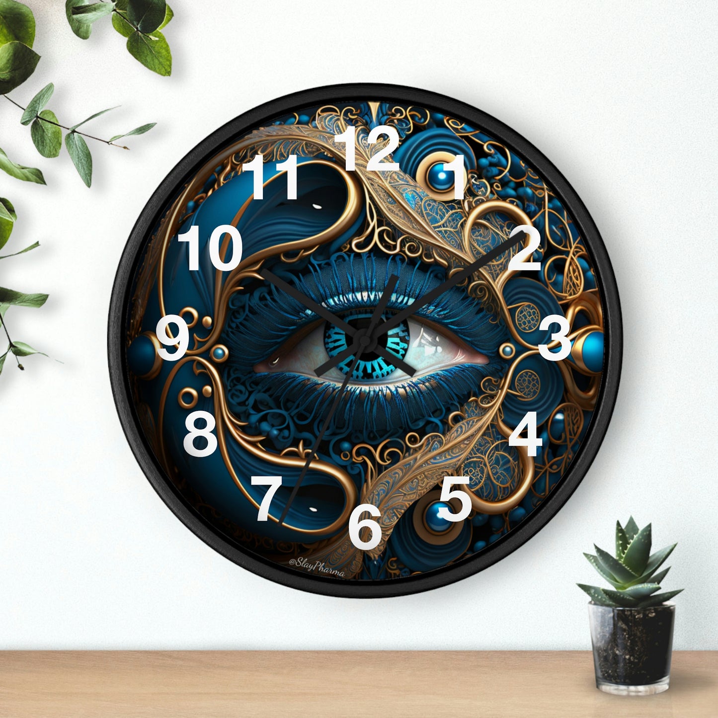 Peacock Dreamer Wall Clock #2 w/ numbers