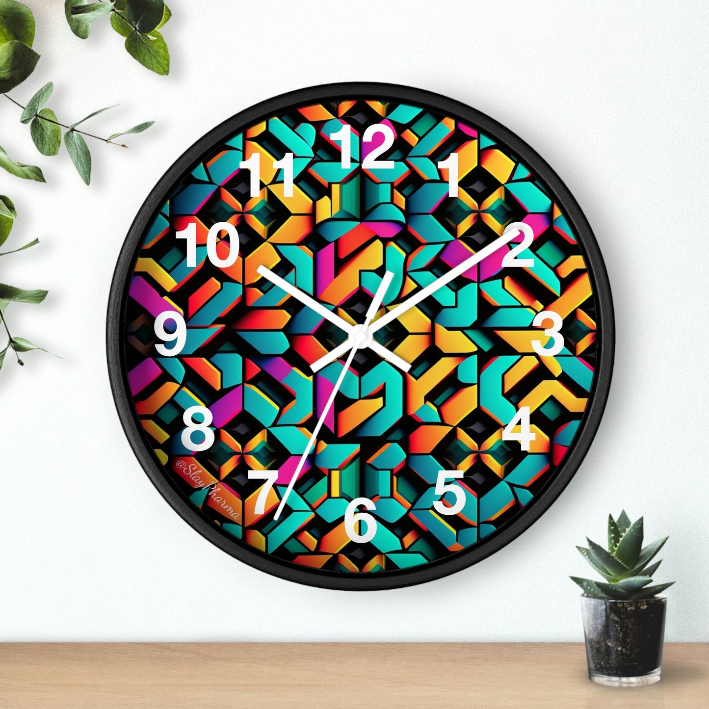 Geometric Wall Clock #2 w/ numbers