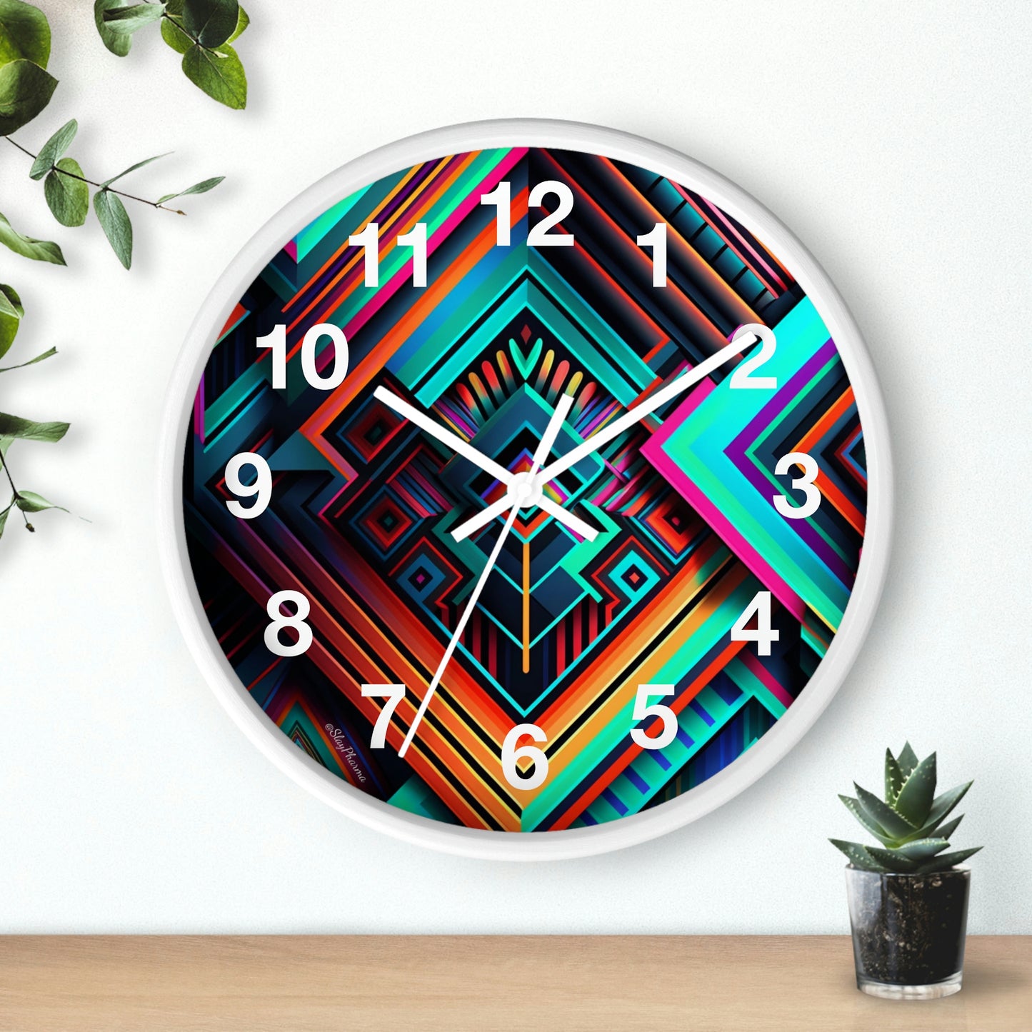 Geometric Wall Clock #1 w/ numbers