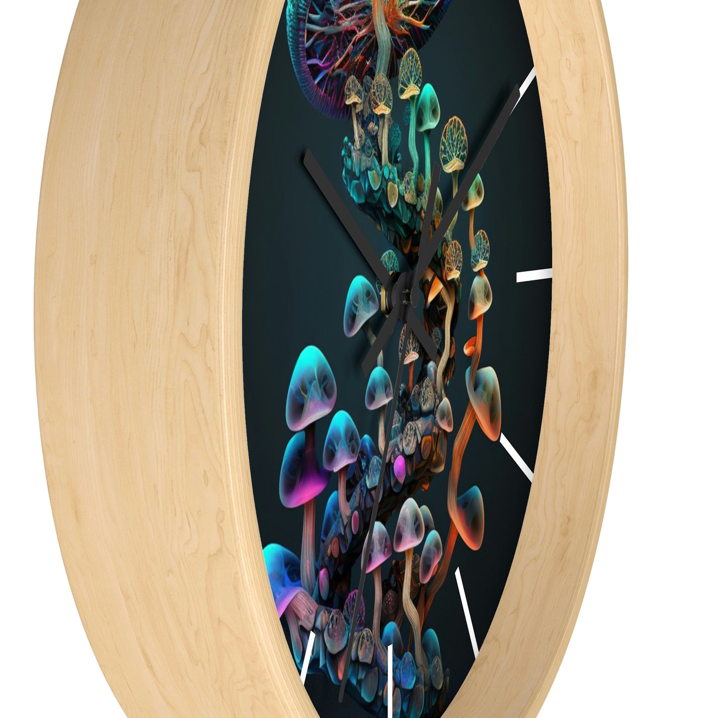 Infinite Mushroom DNA Wall Clock #3 w/ lines