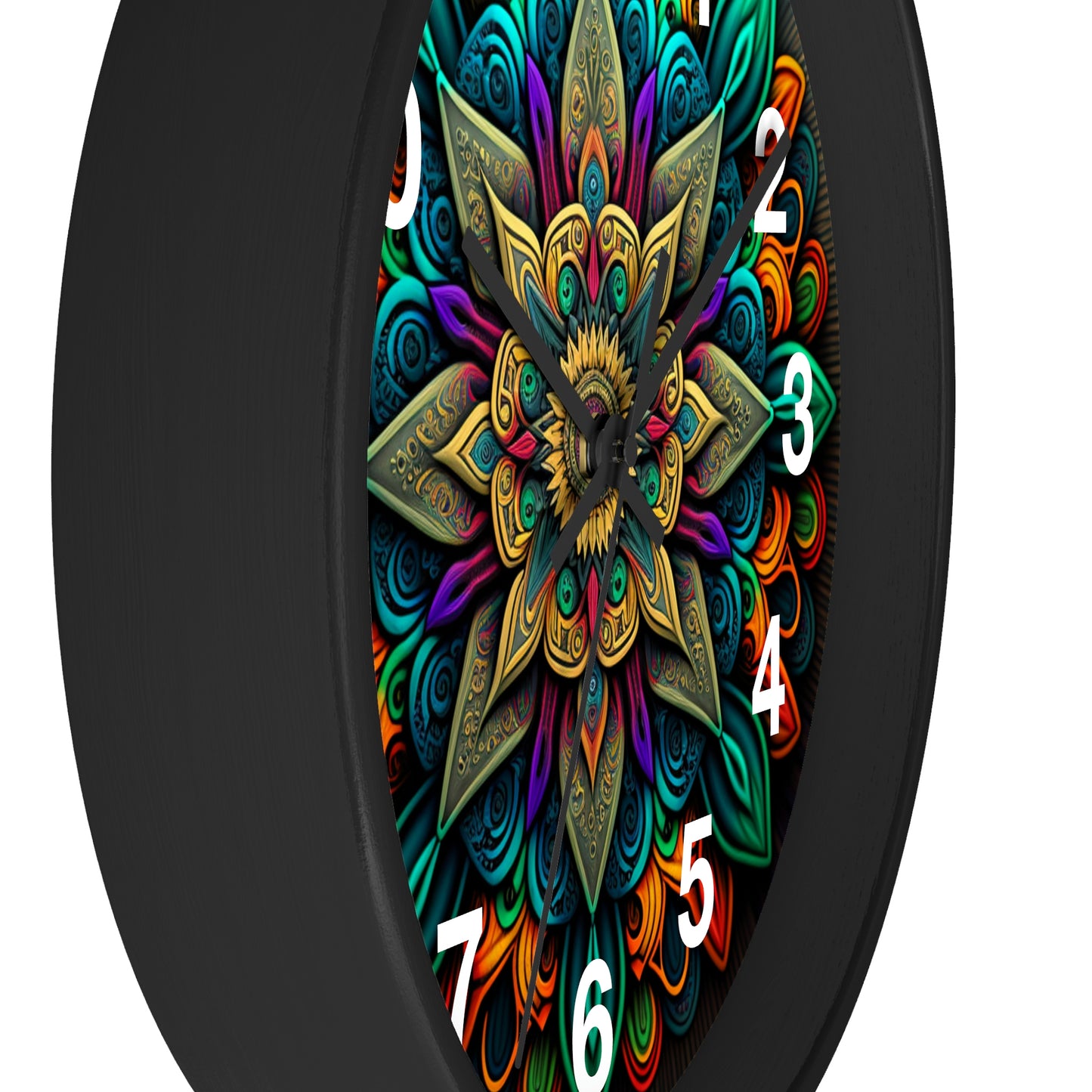 Mandala pattern Wall Clock #2 w/ numbers