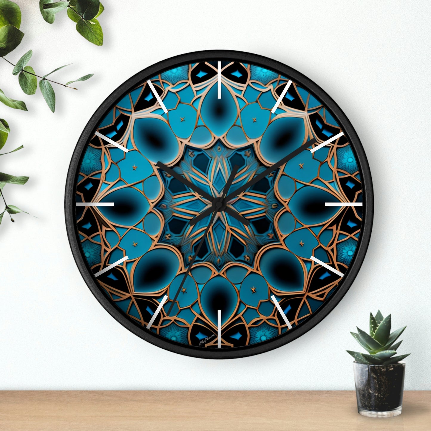 Muqarnas pattern Wall Clock #2 w/ lines