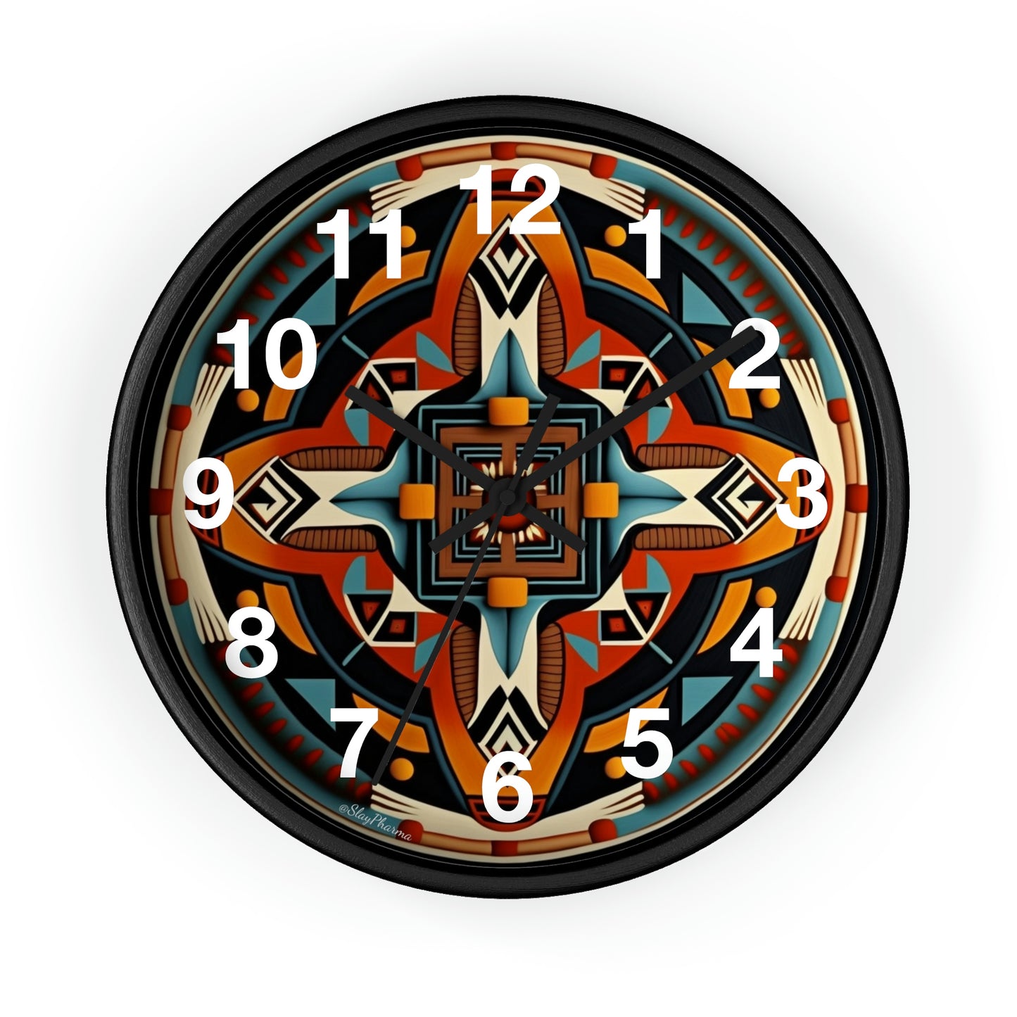 Native American pattern Wall Clock #5 w/ numbers