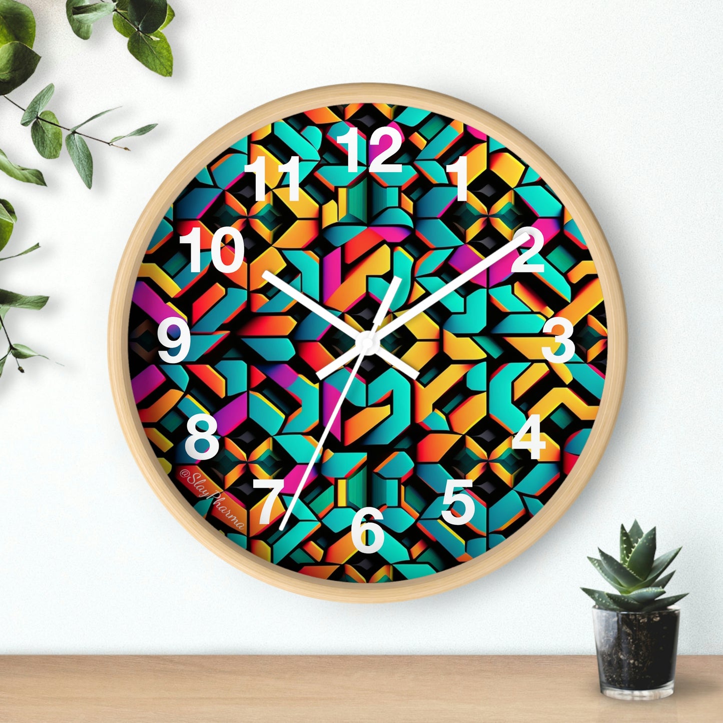 Geometric Wall Clock #2 w/ numbers