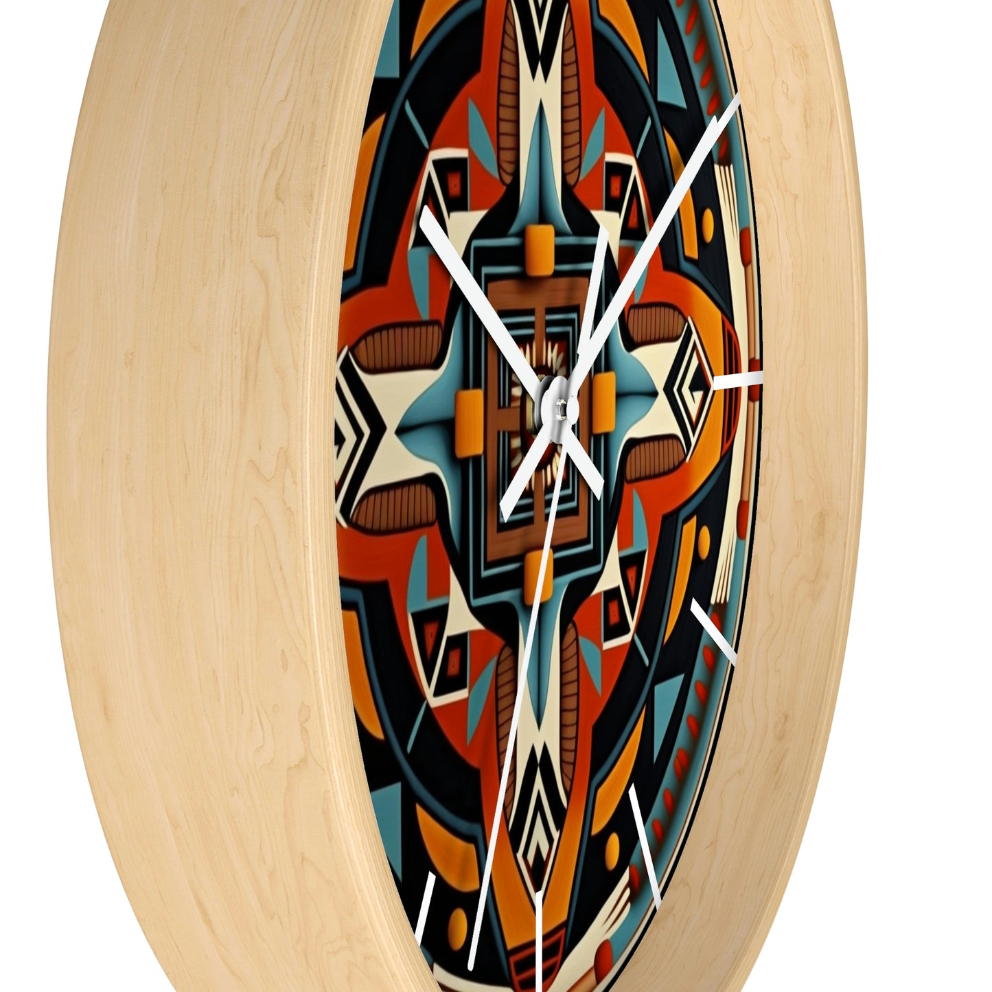 Native American pattern Wall Clock #5 w/ lines