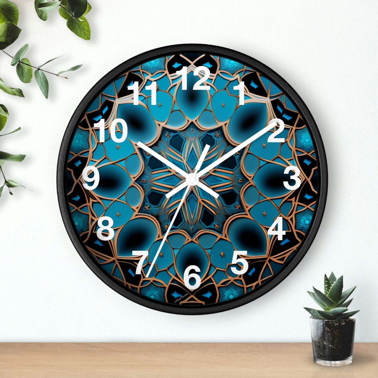 Muqarnas pattern Wall Clock #2 w/ numbers