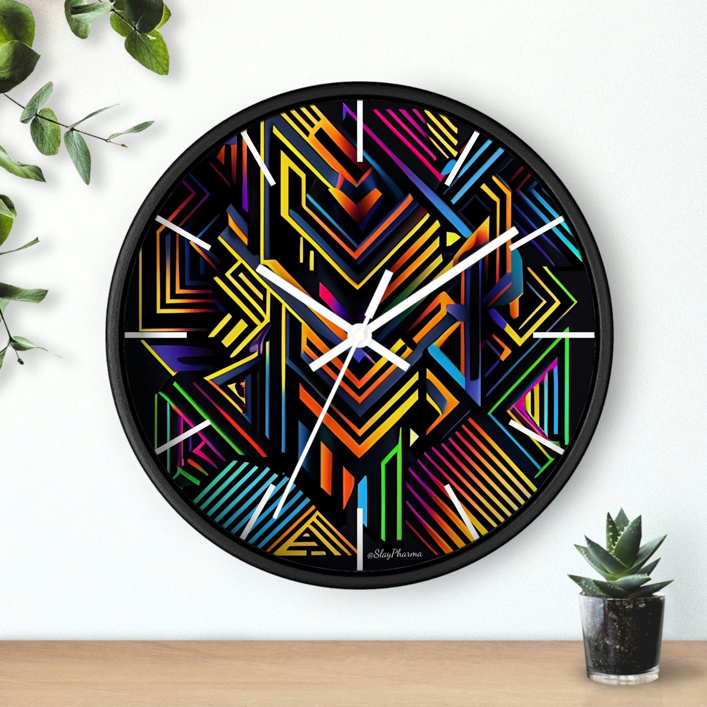 Geometric Wall Clock #3 w/ lines