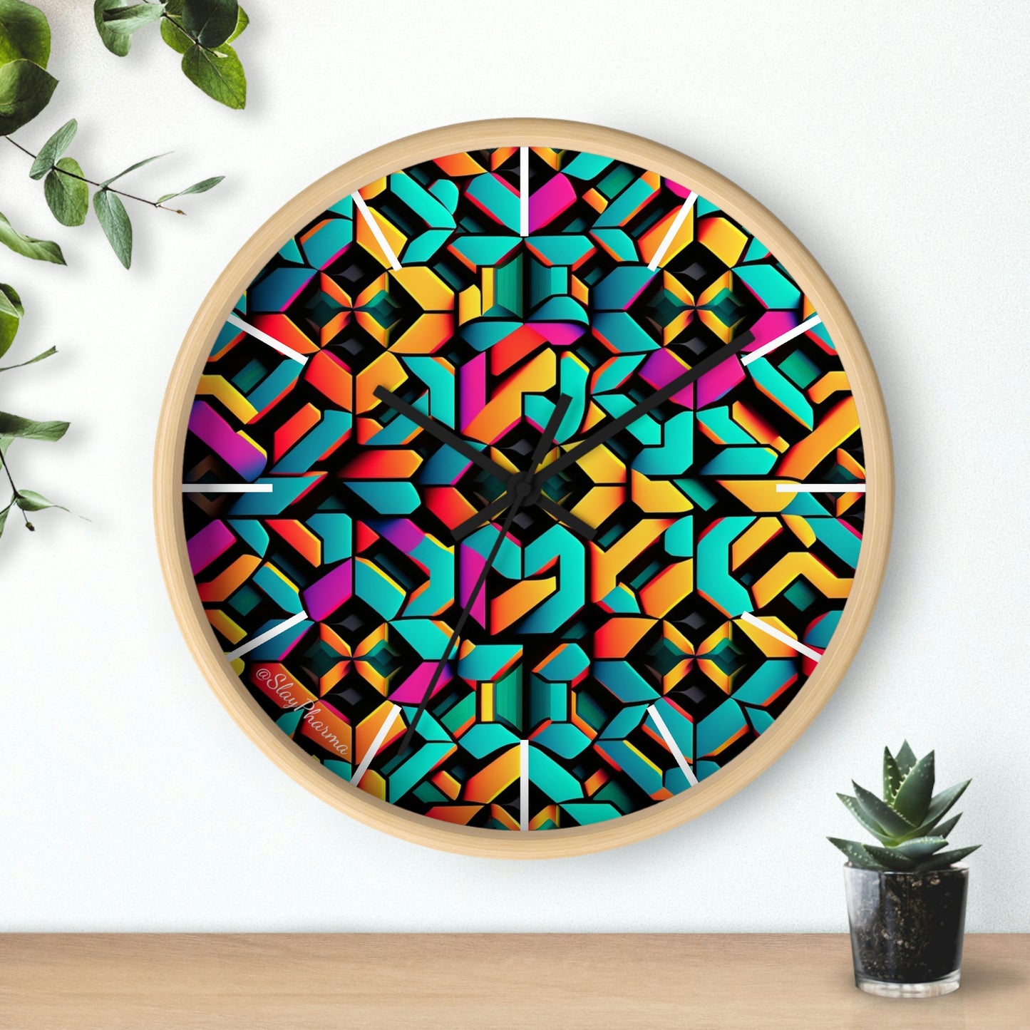 Geometric Wall Clock #2 w/ lines