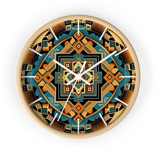 Native American pattern Wall Clock #3 w/ lines