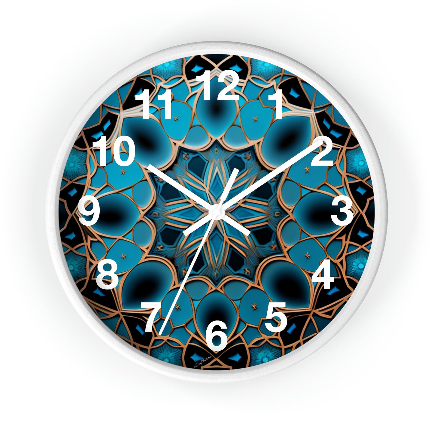 Muqarnas pattern Wall Clock #2 w/ numbers