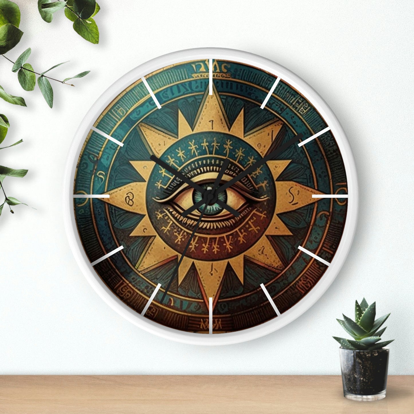 All Seeing Eye Masonic Wall Clock w/ lines