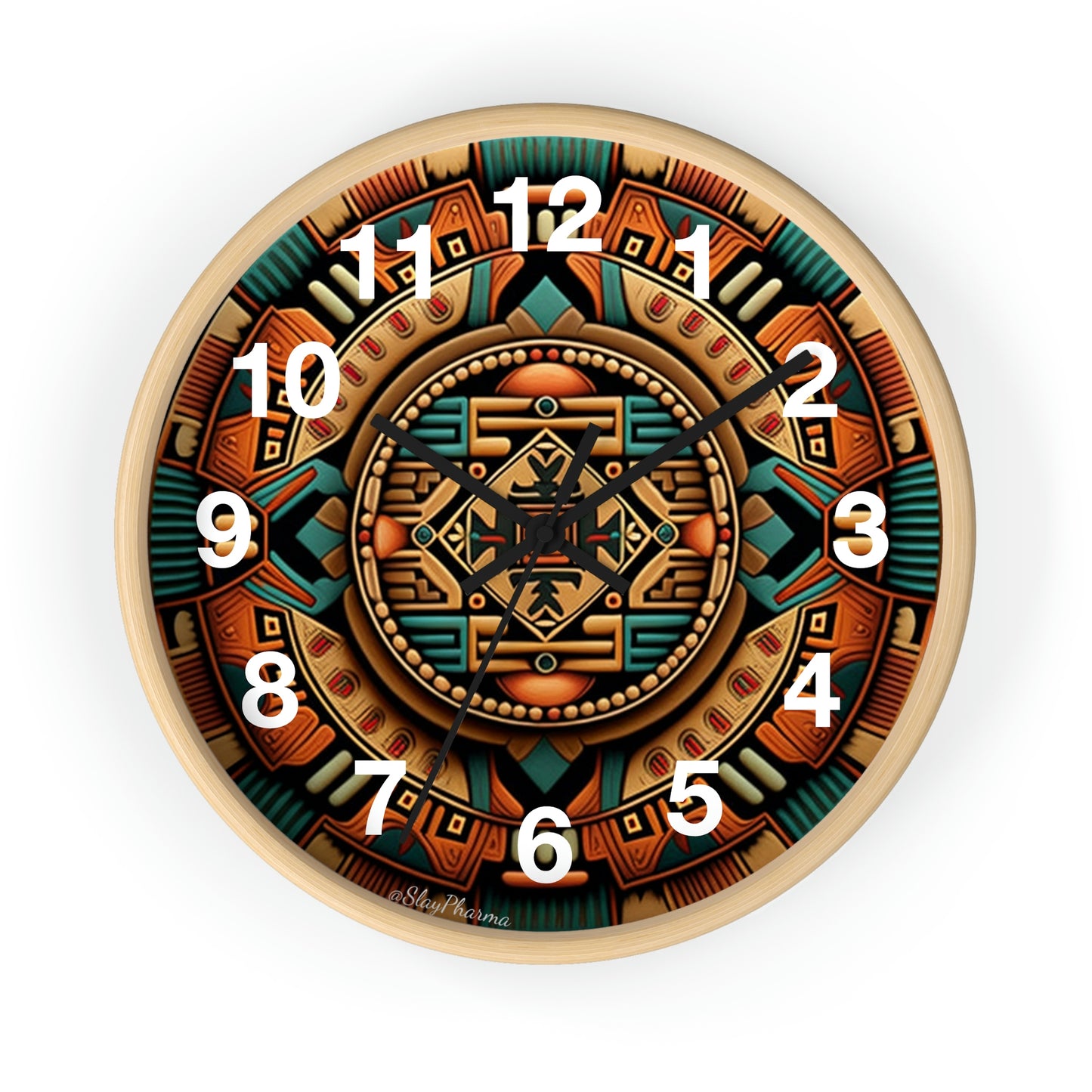 Native American pattern Wall Clock #2 w/ numbers