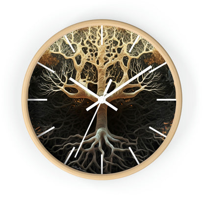 Mycelium Tree Roots Wall Clock w/ lines