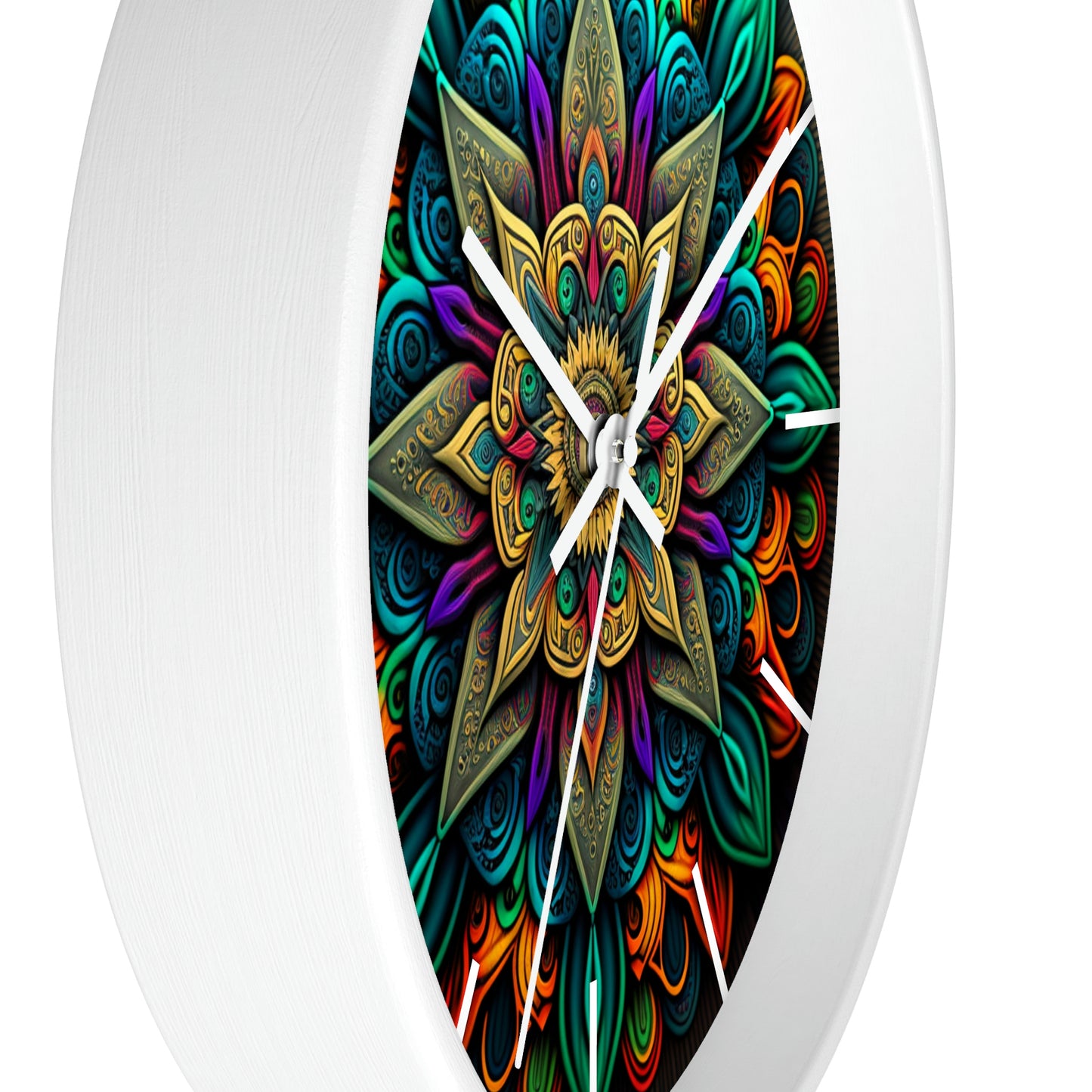 Mandala pattern Wall Clock #2 w/ lines