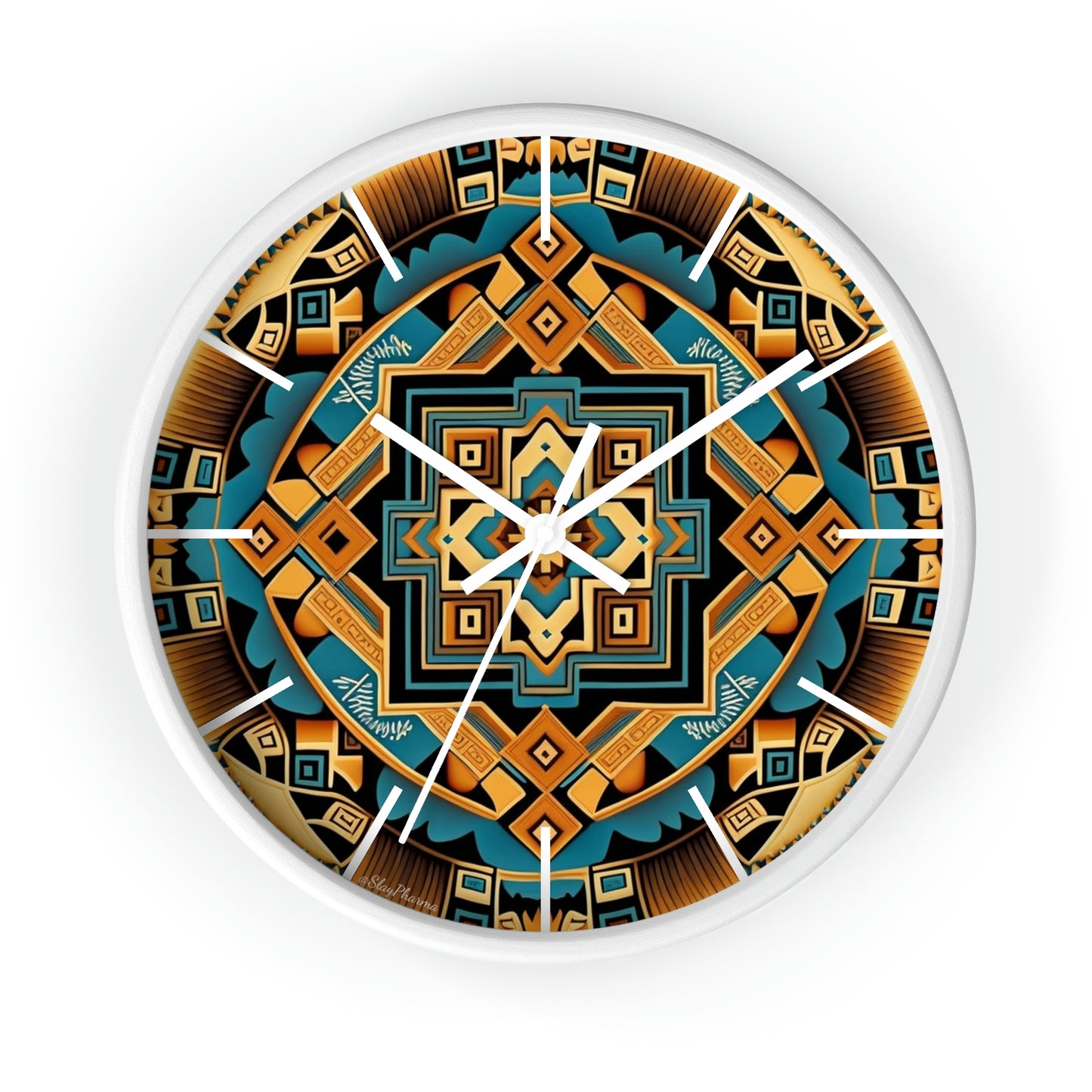 Native American pattern Wall Clock #3 w/ lines